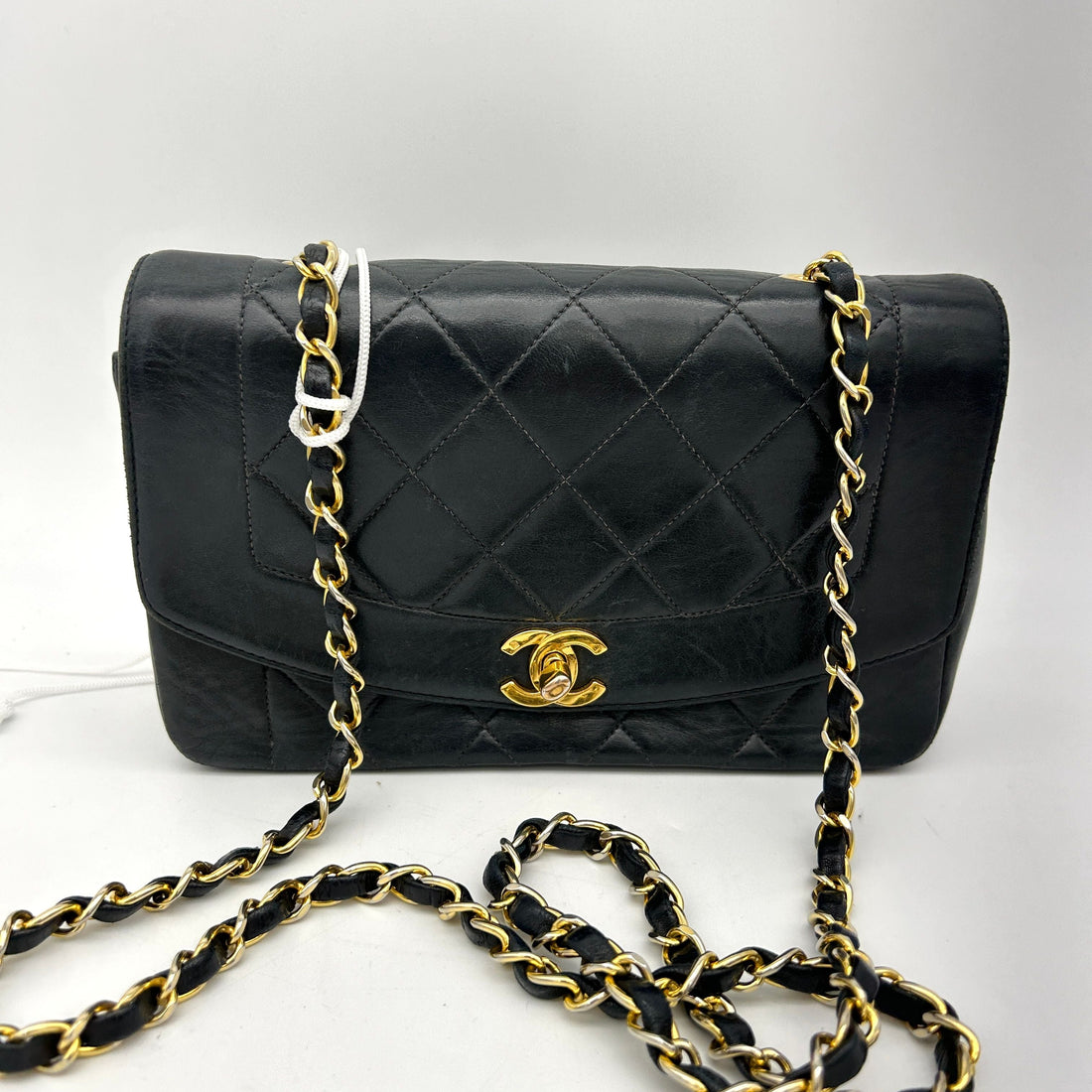 Top Quality Chanel Diana Flap Chain Shoulder Bag Black Quilted Lambskin Purse LA26418