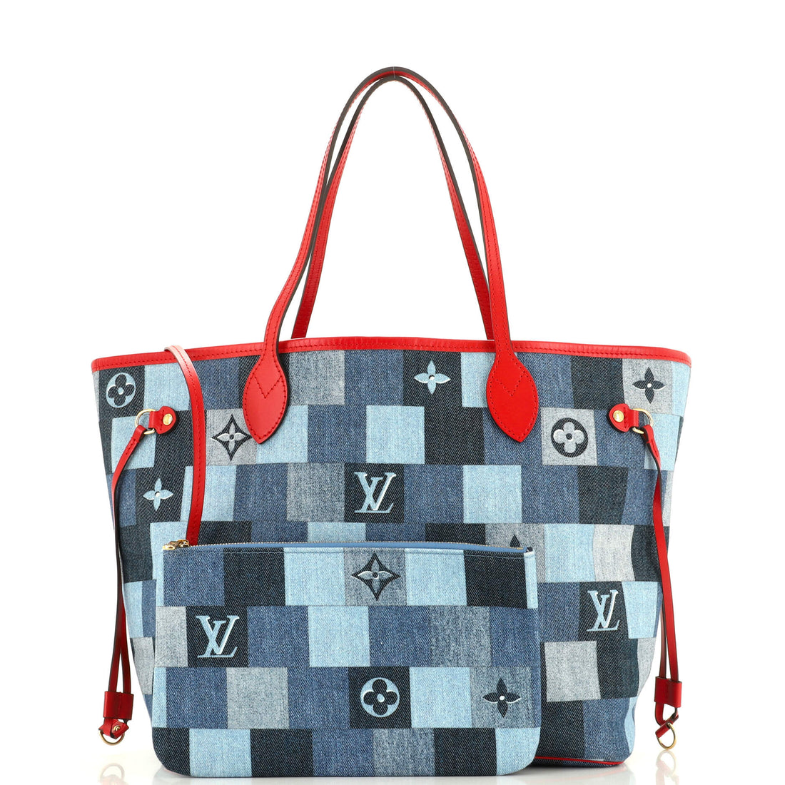 Neverfull Tote Damier and Monogram Patchwork Denim MM