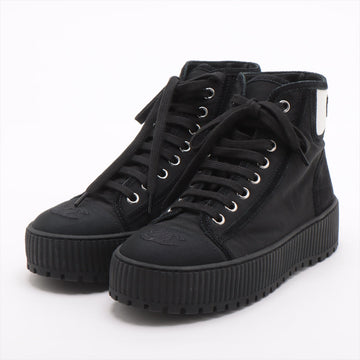 Chanel Coco Leather X Fabric High-Cut Sneaker 35  Black G38091