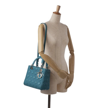 Dior Lady Dior Medium Blue Cannage Lambskin Silver