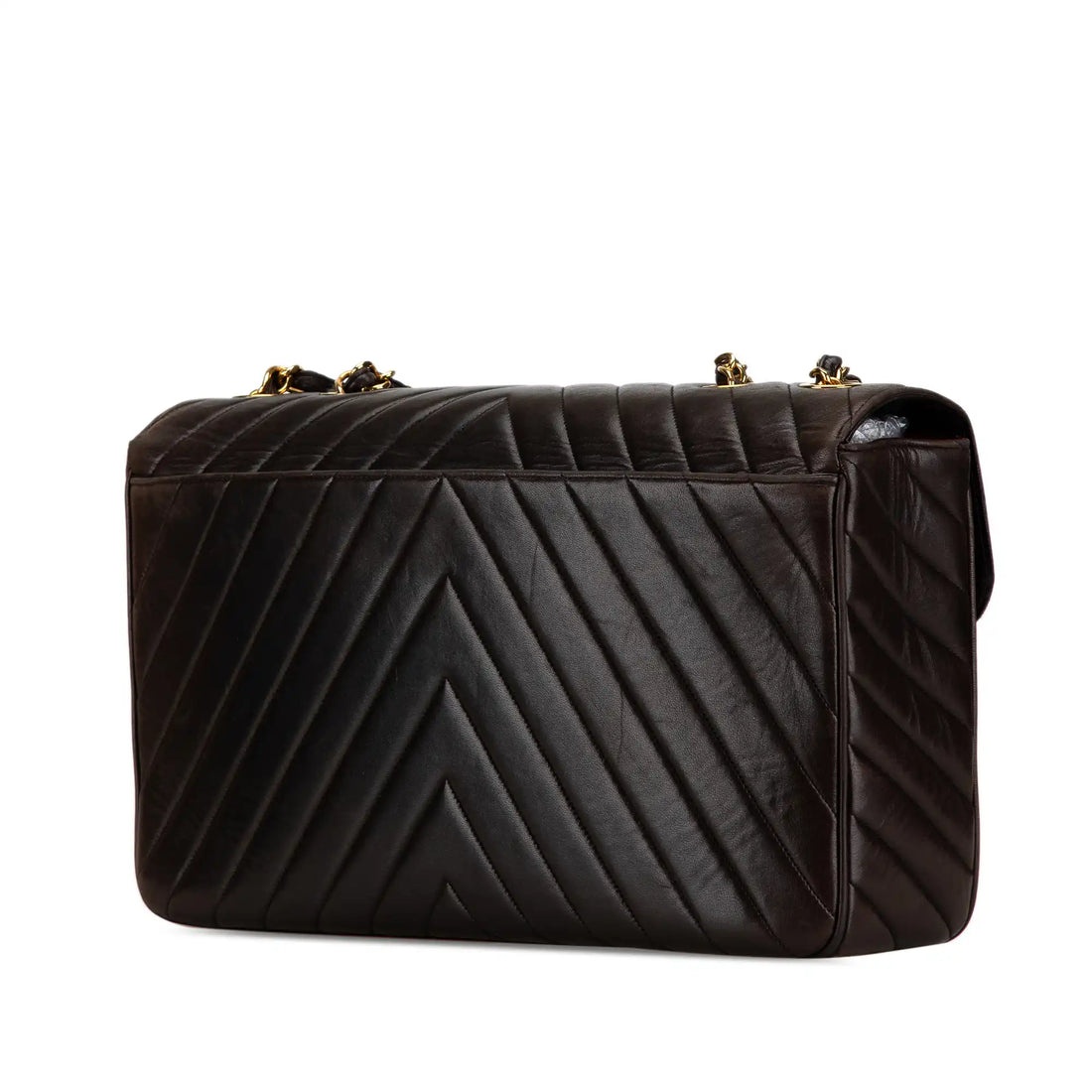 Chanel  Classic Single Flap Maxi Brown Lambskin Gold