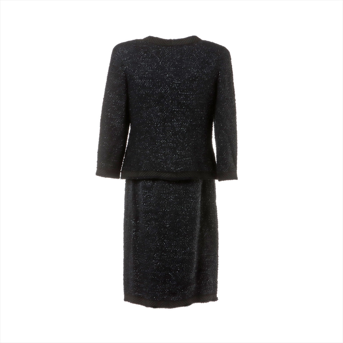 Chanel Coconut Button P36 Wool x Nylon Setup 36/38  Black Twid