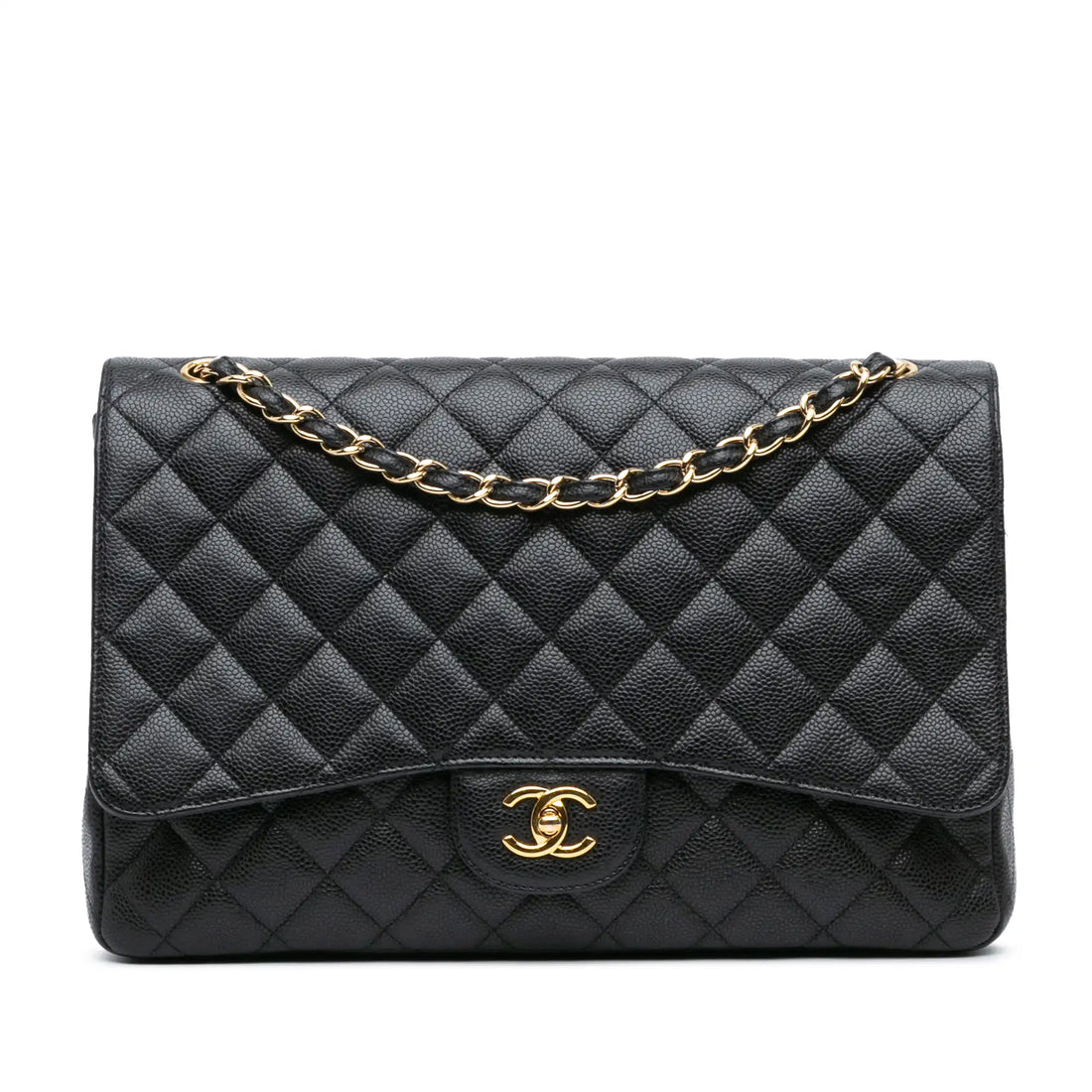 Chanel Classic Single Flap Maxi Black Caviar Gold