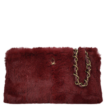 Chanel 2000-2001 Chain Tote Bag Bordeaux Fur