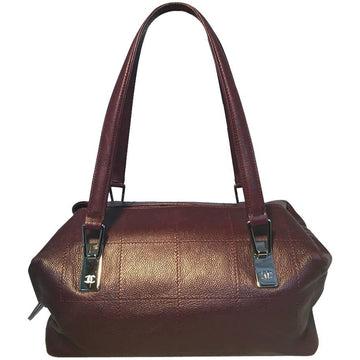 Top Quality Chanel Burgundy Caviar Leather Square Quilted Shoulder Bag Tote