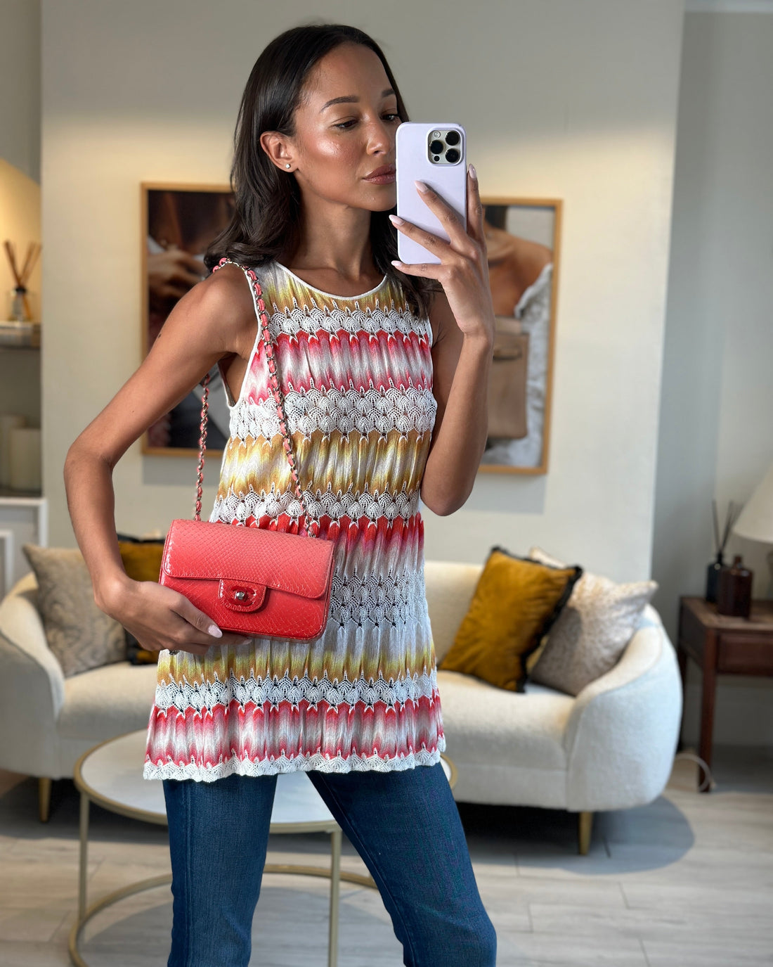 Pearl Street Bags Chanel Pink Ombre Mini Rectangular Bag in Python with Silver Pink Hardware