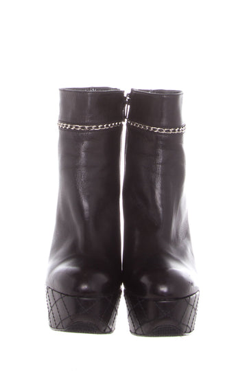 Stuart Weitzman Black Platform Chain Detail Booties SZ 6