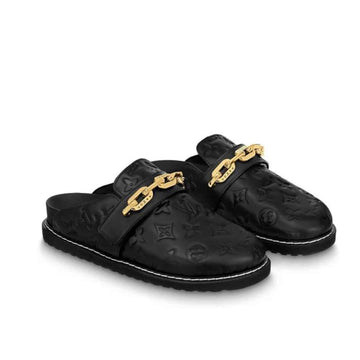LV COSY FLAT COMFORT CLOG MONOGRAM EMBOSSED BLACK