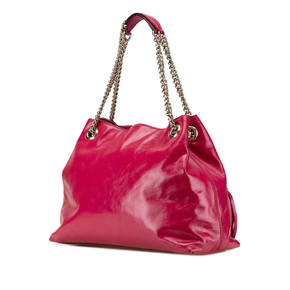 Gucci Soho Chain Tote Medium Pink Patent Leather