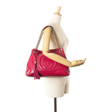 Gucci Soho Chain Tote Medium Pink Patent Leather