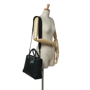 Dior Lady Dior Large Black Grained Lambskin Silver