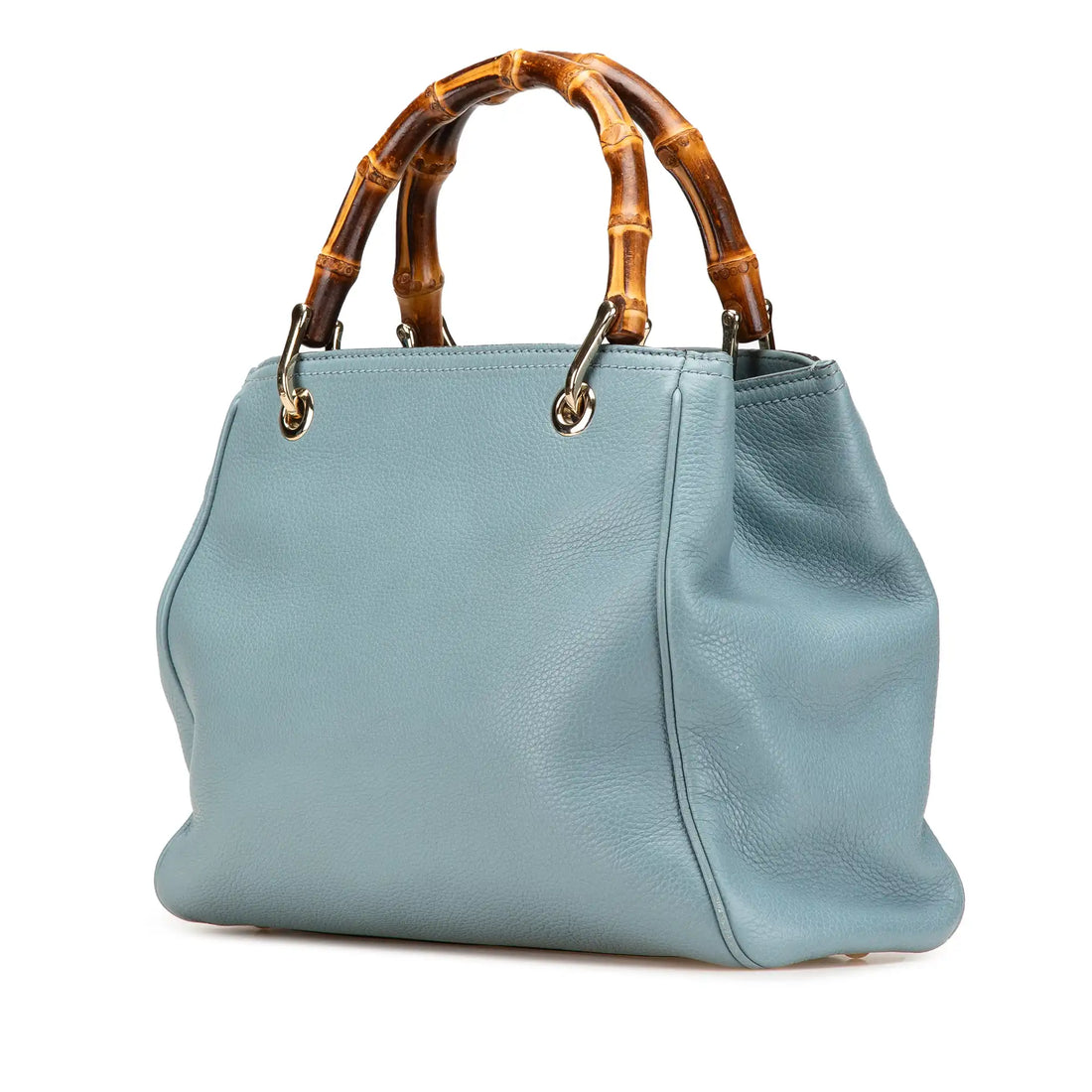 Gucci Bamboo Shopper Small Baby Blue Leather