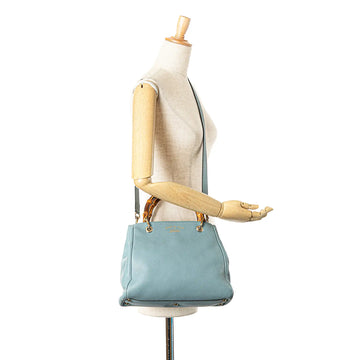 Gucci Bamboo Shopper Small Baby Blue Leather