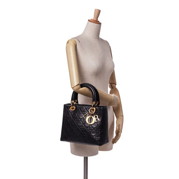 Dior Lady Dior Medium Black Lambskin Gold