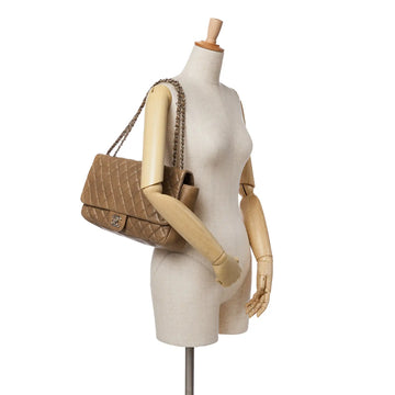 Chanel Coco Rain Flap Jumbo Beige Lambskin Silver