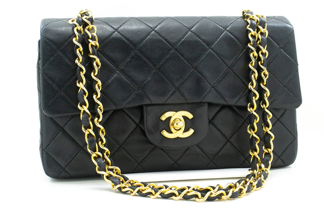 Top Quality Chanel Classic Double New 9" Chain Shoulder Bag Black Lambskin