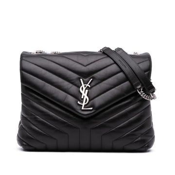 Yves Saint Laurent LouLou Medium Black Quilted Leather Silver