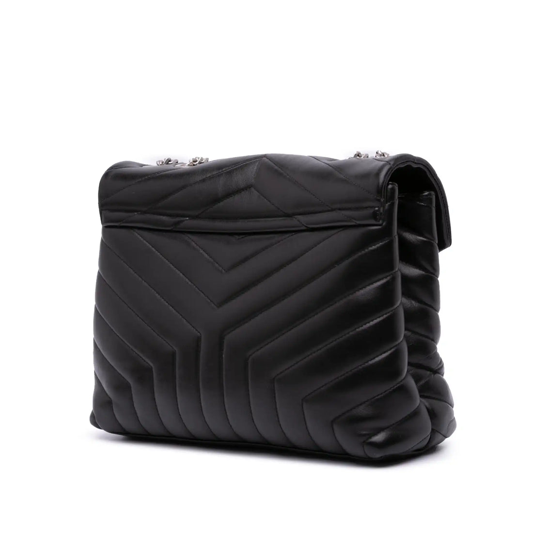Yves Saint Laurent LouLou Medium Black Quilted Leather Silver