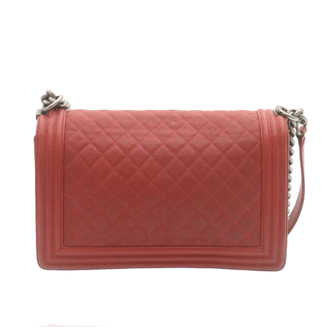Chanel Boy  Matelasse Chain New Shoulder Bag Leather Red CC Auth A