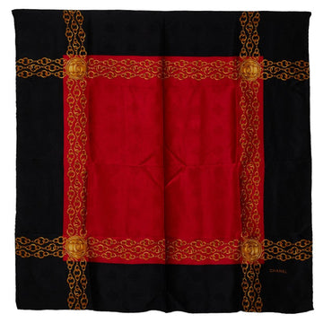Chanel Cocono mark Chain carf Black Red Multicolor Silk  Chanel