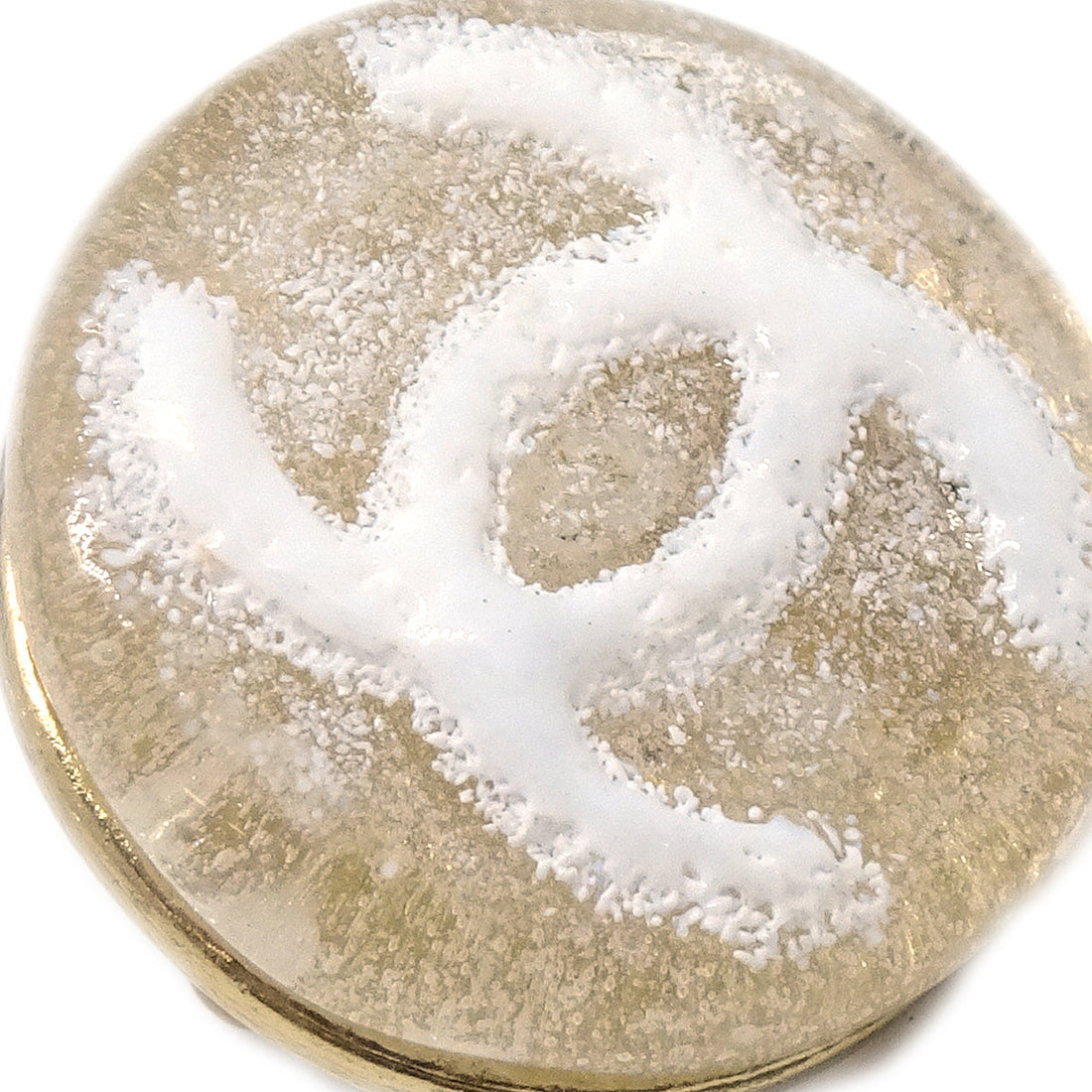 Chanel Button Earrings Clip-On White 03A