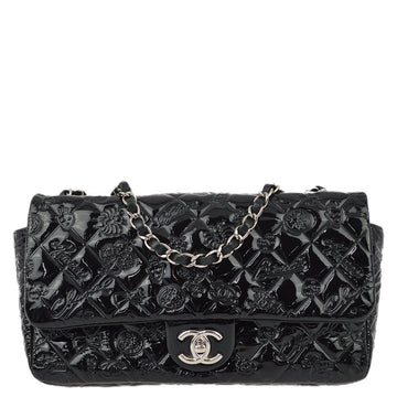 Chanel * Black  Leather Icon Single Flap Shoulder Bag