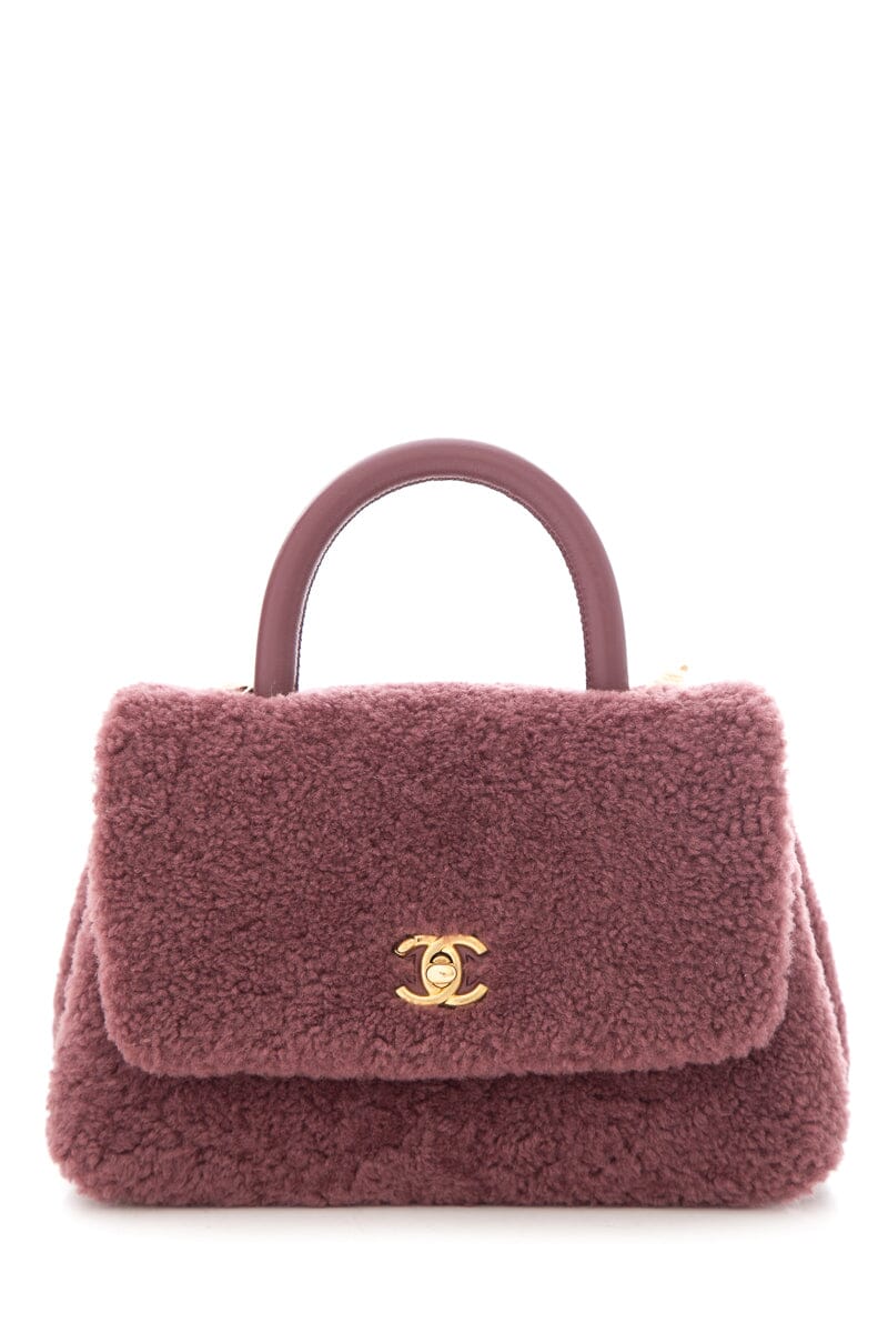 Top Quality Chanel 2017  Purple Shearling Coco Handle Handbag