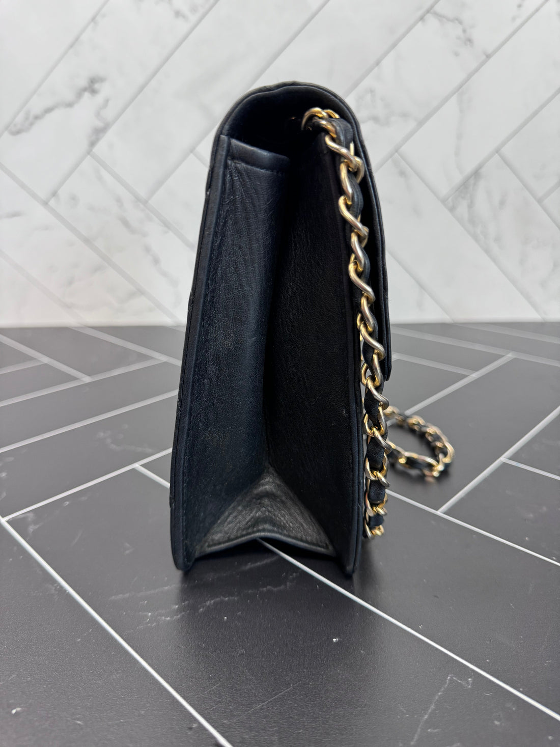 Chanel  Black Lambskin Medium Single Flap
