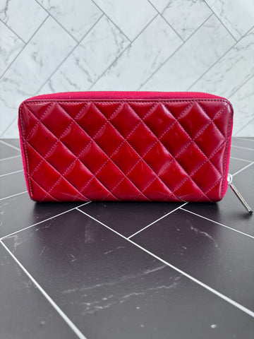 Chanel Fuchsia New 1:1 Rep Leather Quilted Zippy Wallet