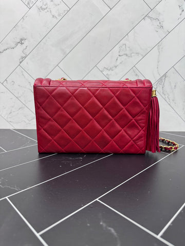 Chanel Red Mini Quilted Lambskin Crossbody Bag