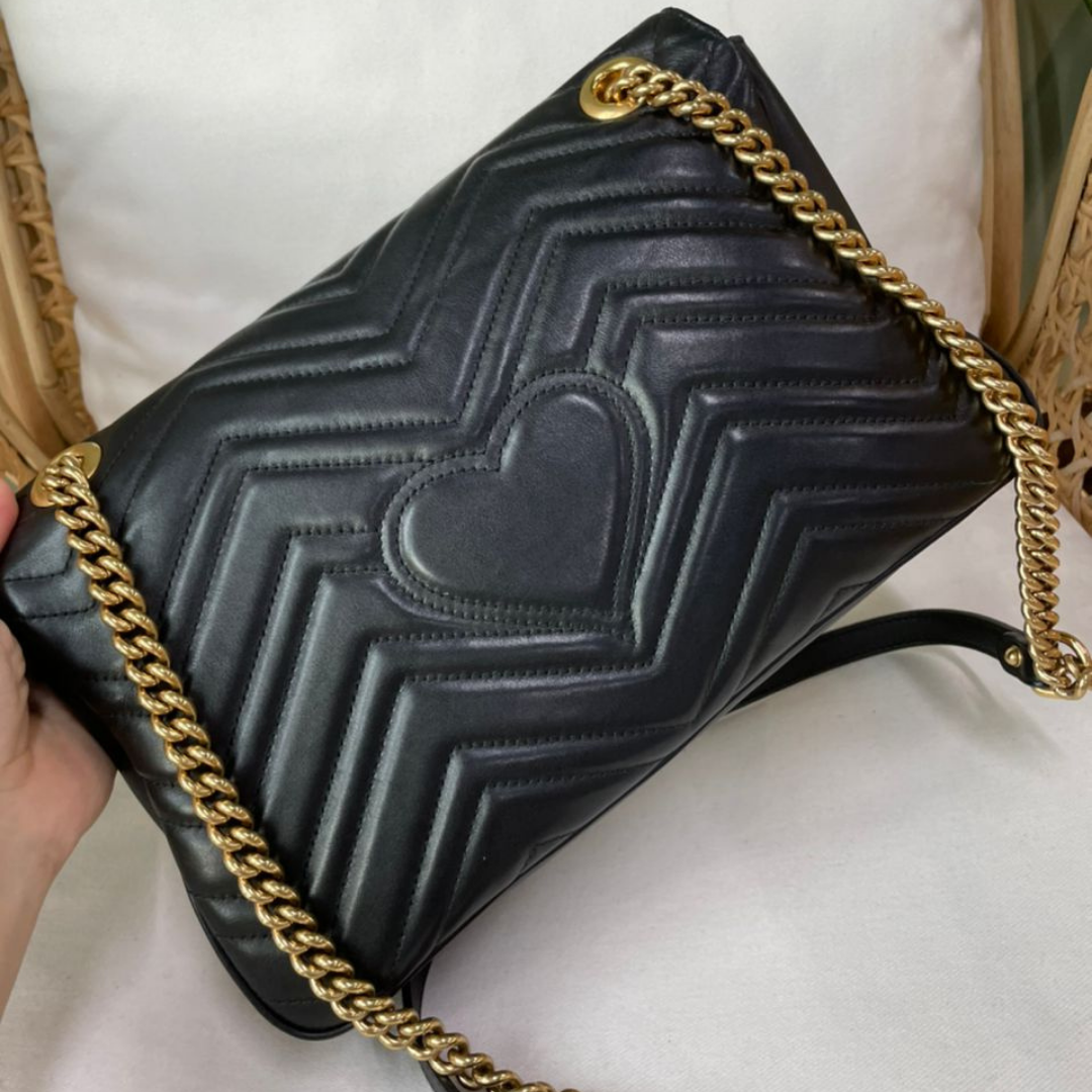 Gucci Medium GG Marmont Bag CalBNkin Black GHW