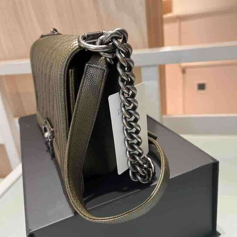 Chanel LeBoy Bag, Olive Green Caviar Skin & Ruthenium- Metal