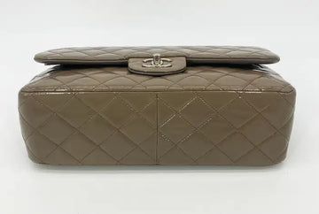 Chanel Olive Grey  Leather Jumbo Double Flap Classic 2.55