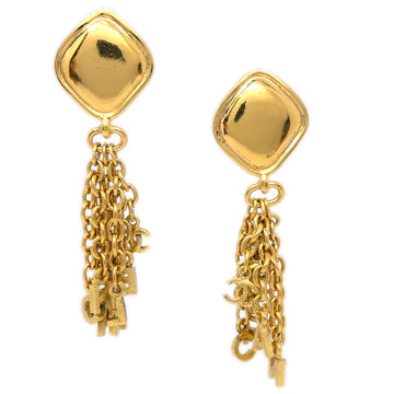 Chanel Dangle Fringe Earrings Clip-On Gold