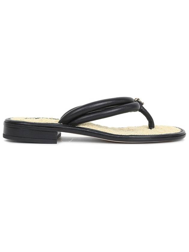 CC Logo Double String Flip Flops Black Chanel