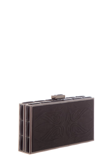Judith Leiber  Black Leather Embellished Evening Bag