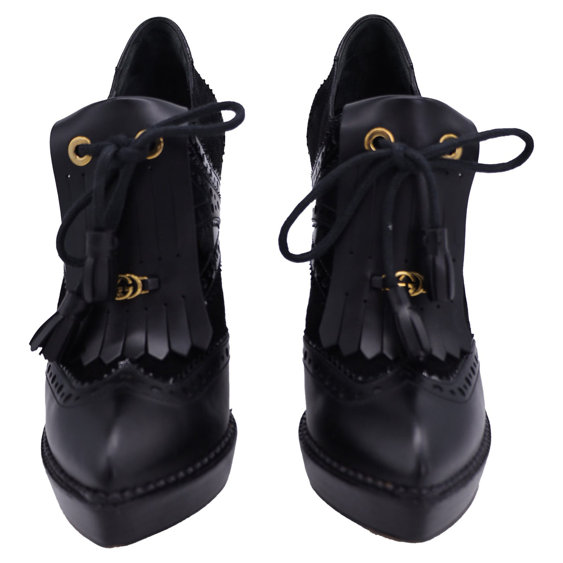 Gucci Wimbledon Ankle Boots in Black Leather and Suede
