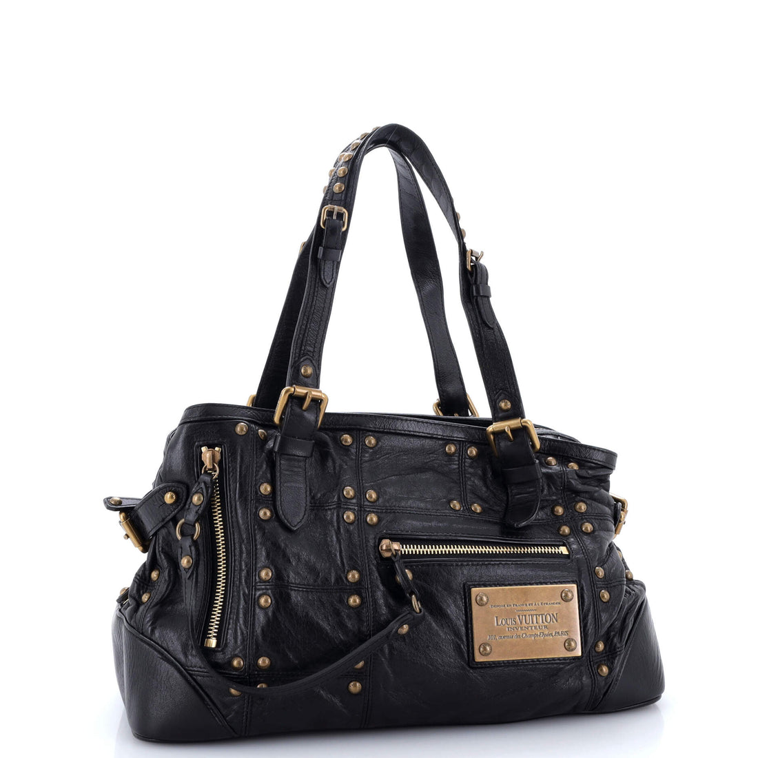 Riveting Handbag Studded Lambskin