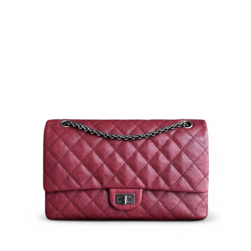 Chanel 2.55 Reissue 226 Medium - Togo/epsom/caviar/clemence/callfskin/cowhide/lambskin 28CM Quilted Dark Red Burgundy Ruthenium Silver Hardware Series 14