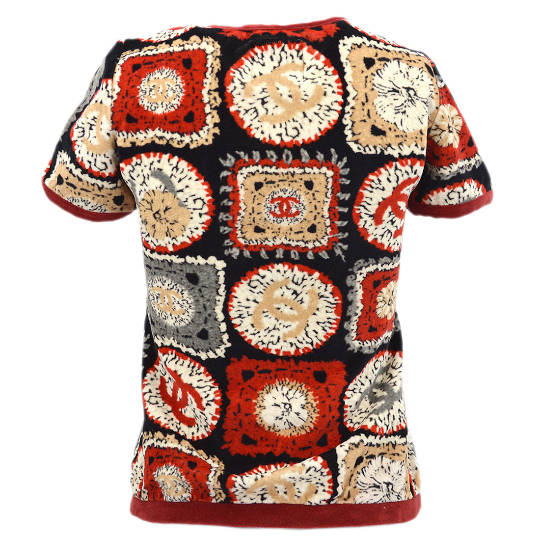 Chanel Short Sleeve Tops Red Black 09P #34