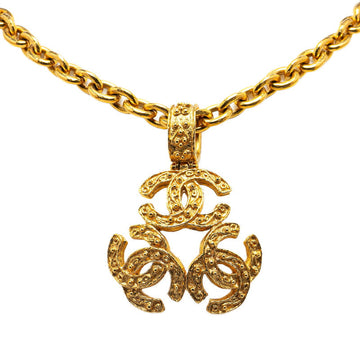 Top Quality Chanel  Triple Coco Mark Gold Plated Necklace