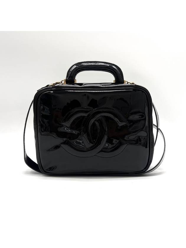 Patent cosmetic top handle tote bag and shoulder Chanel