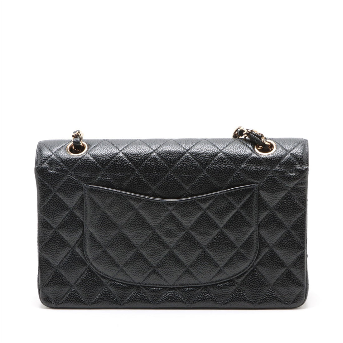 Chanel Matrasse 25 Caviar S Double Flap Double Chain Bag Black Silver  8th A01112