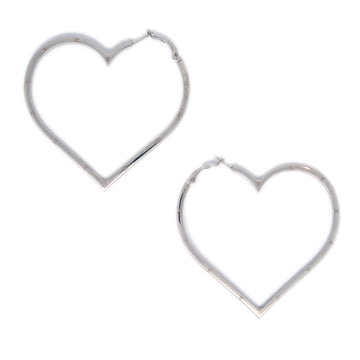 Chanel Heart Dangle Piercing Earrings Silver 04P