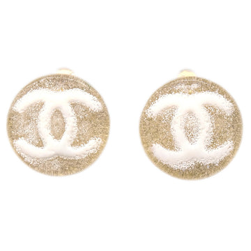 Chanel Button Earrings Clip-On White 03A