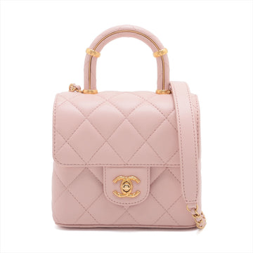 Chanel Matrasse  Chain Shoulder Bag Pink Gold Gold  IC Chip
