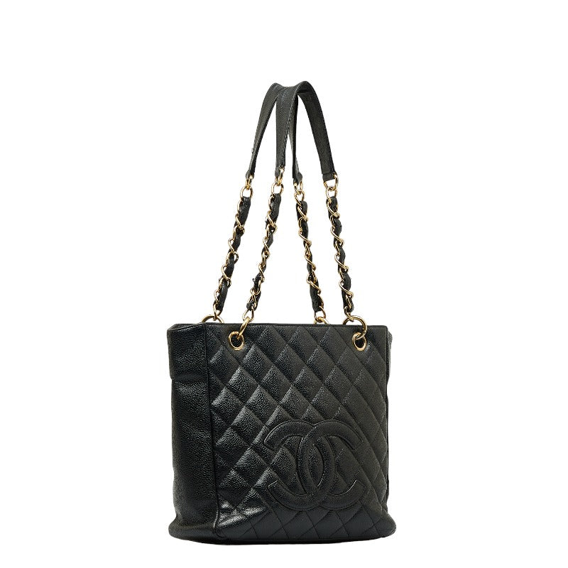 Chanel Cocono mark Mattress PT Tortoise Chain Handbag Black Gold Caviar S  CHANEL