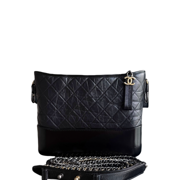 Chanel Gabrielle Medium - Quilted CalBNkin Black Two-tone Gold Hardware Series 25