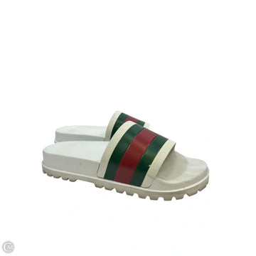 Sandals Designer By Gucci In Green & Red, Size: 9