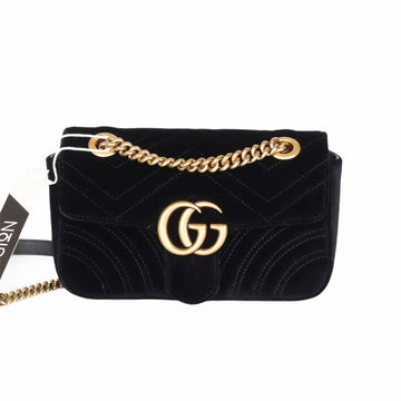 Gucci GG Marmont Black Velvet Mini Shoulder Bag